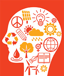 A clipart depicting the flow of sustainable ideas in one’s mind.